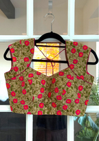 Gold Mega Sleeve Embroidered Blouse