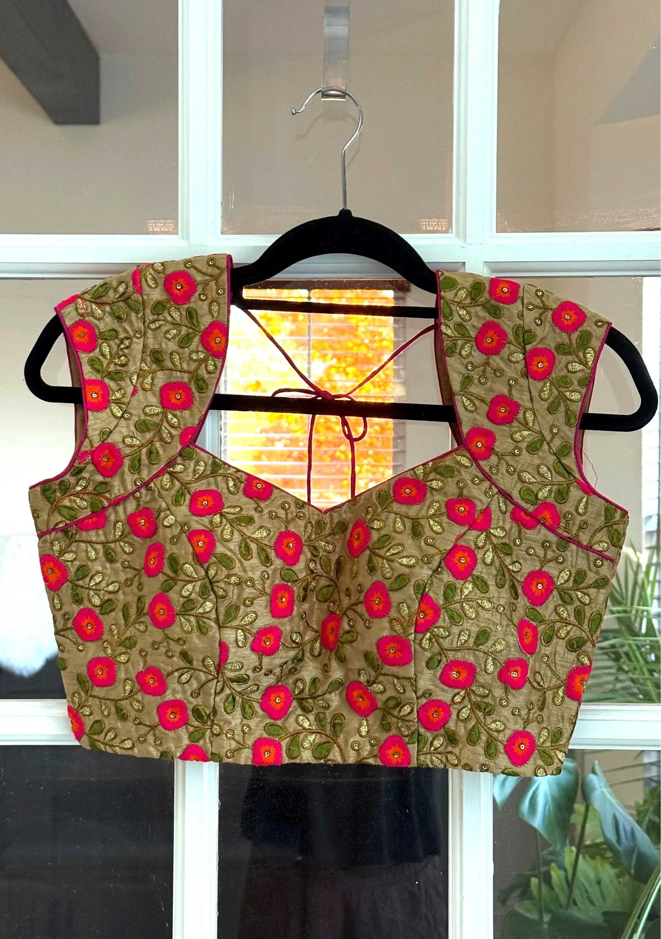 Gold Mega Sleeve Embroidered Blouse