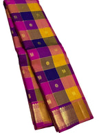 Checkered Multicolor Paalum Pazhavum Design Kanchipuram Silk Saree