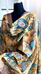 Chandan Beige Pen Kalamkari Silk Dupatta