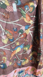 Brown Pen Kalamkari Silk Dupatta