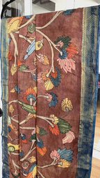 Brown Pen Kalamkari Silk Dupatta