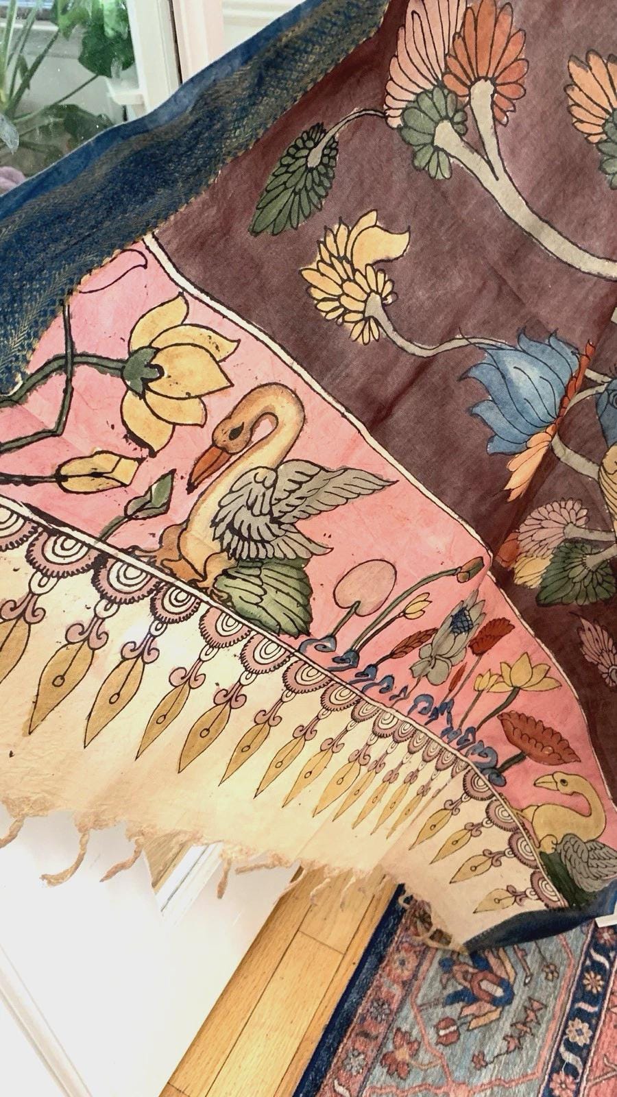 Brown Pen Kalamkari Silk Dupatta