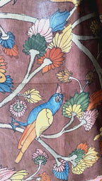 Brown Pen Kalamkari Silk Dupatta