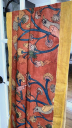 Brick Red Pen Kalamkari Silk Dupatta
