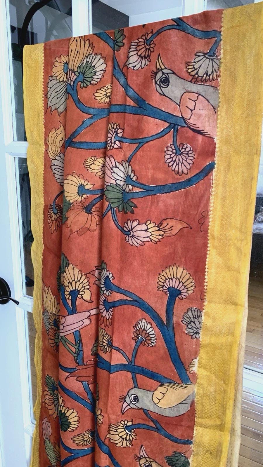 Brick Red Pen Kalamkari Silk Dupatta