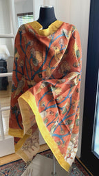 Brick Red Pen Kalamkari Silk Dupatta