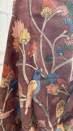 Brown Pen Kalamkari Silk Dupatta