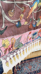 Brown Pen Kalamkari Silk Dupatta