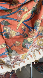 Brick Red Pen Kalamkari Silk Dupatta