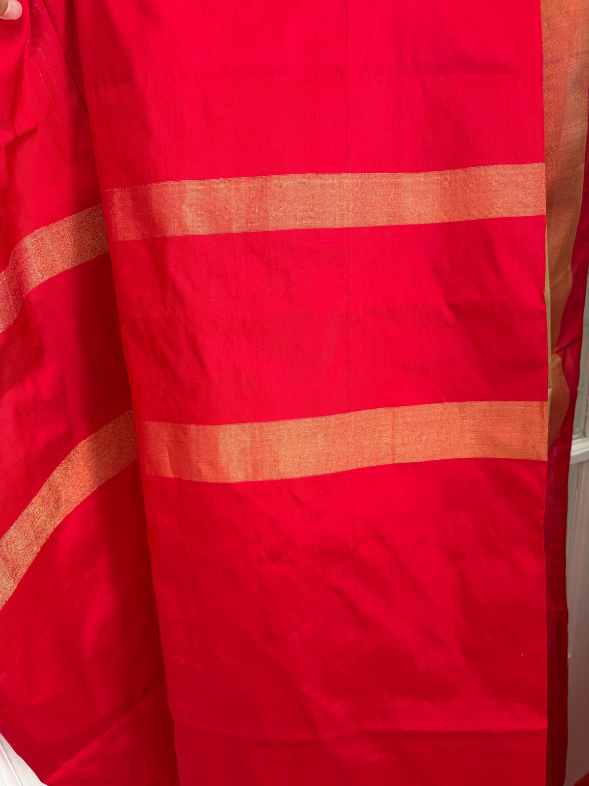 Sari de seda Ikat Pochampally en blanco roto