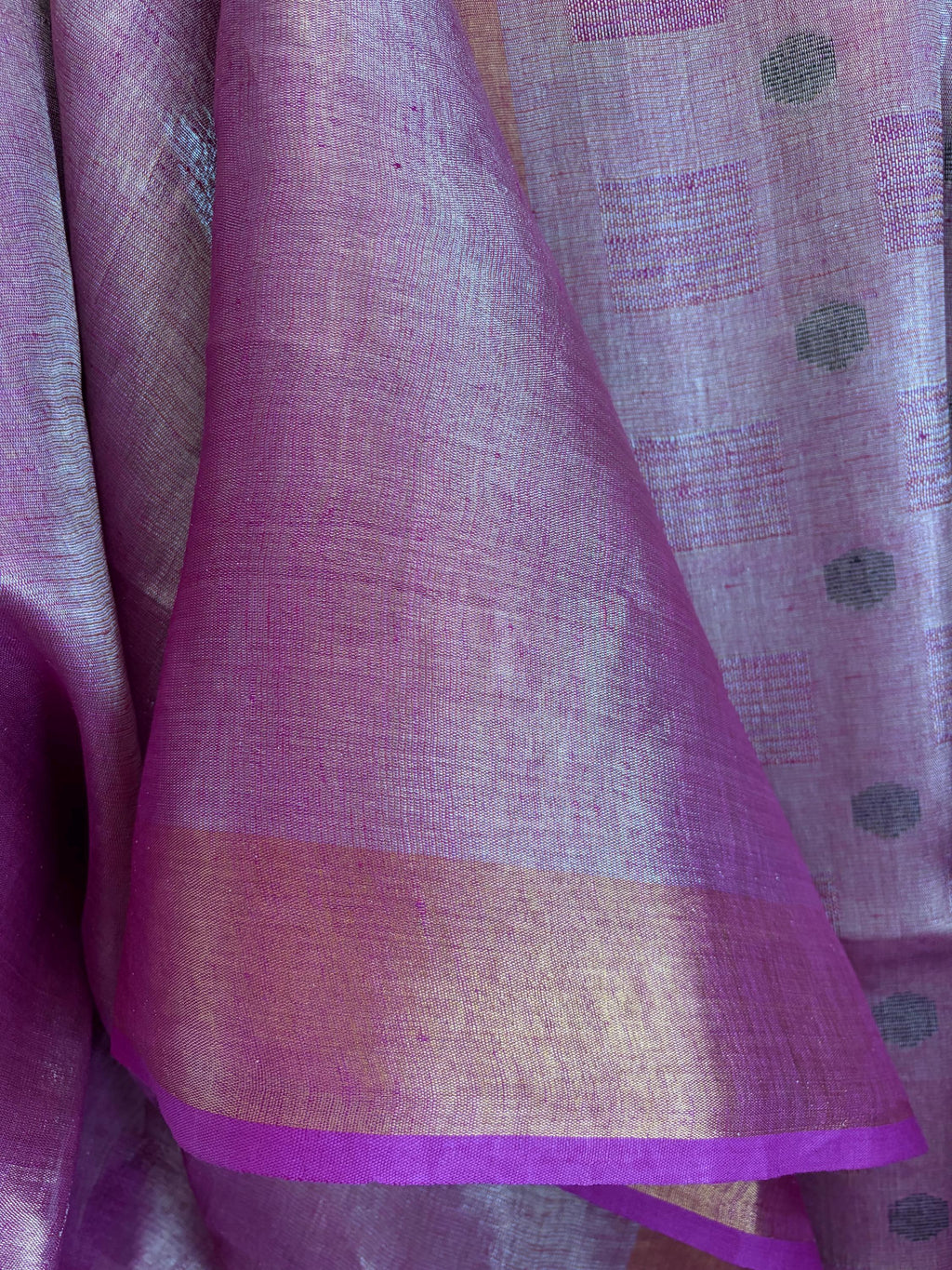 Dusty Pink Handwoven Linen Silk Saree