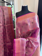 Dusty Pink Handwoven Linen Silk Saree