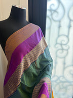 Teal Green Cotton Handloom Saree