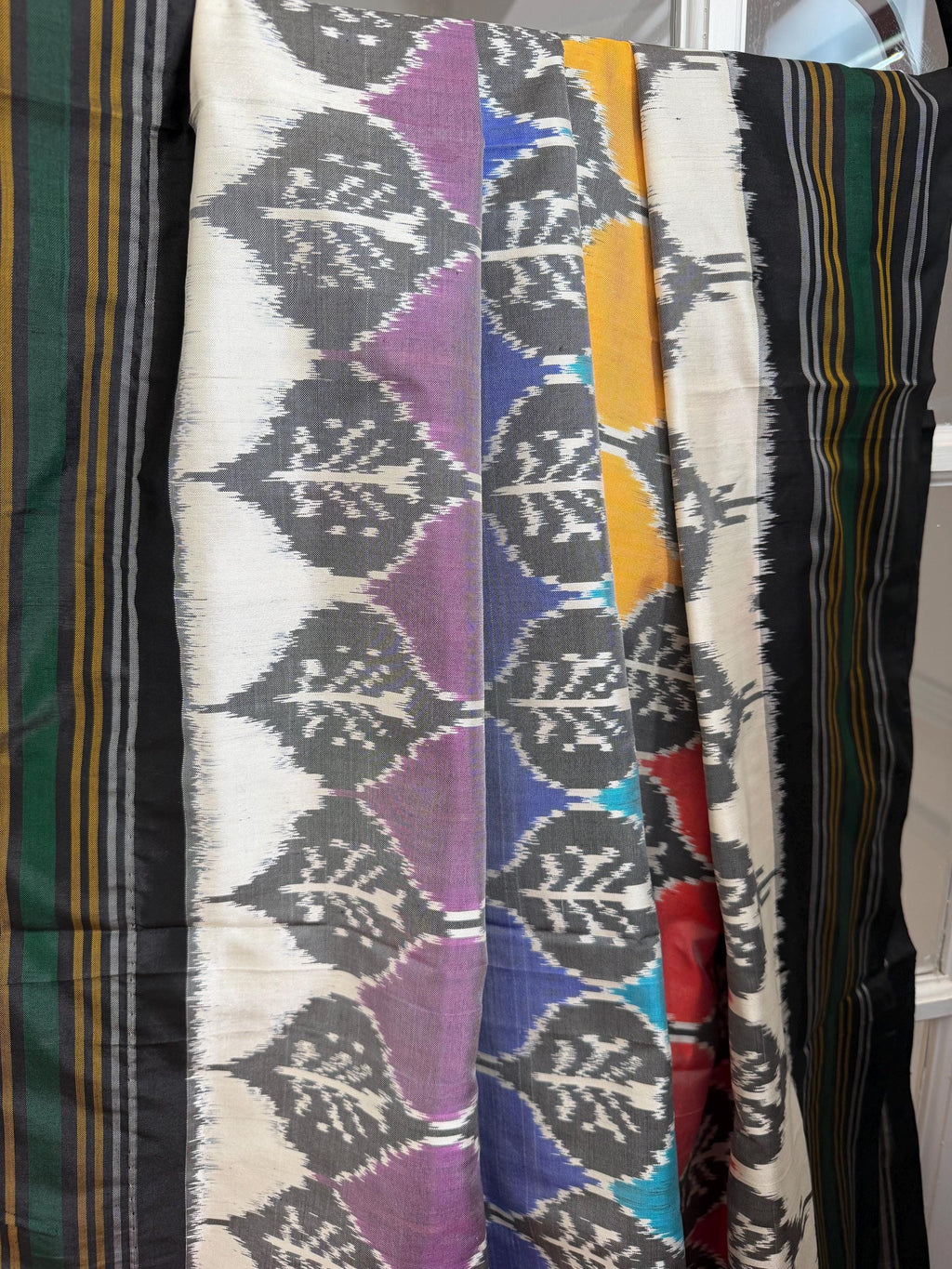 Multicolor Rainbow Floral Pochampally Ikat Silk Saree