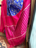Sari de seda Ikat Pochampally azul índigo