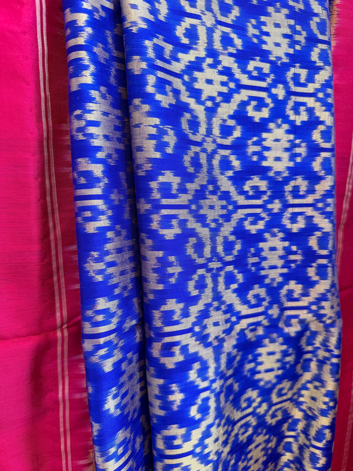 Sari de seda Ikat Pochampally azul índigo
