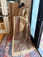 Beige Tussar Silk Saree with Madhubani Painted Border