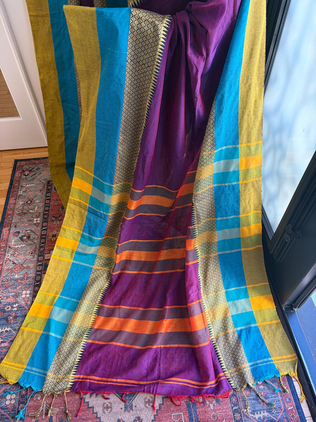 Purple Cotton Handloom Saree