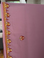 Lavender Kashmiri Sozni Embroidery Crepe Silk Saree