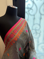 Grey Cotton Handloom Saree