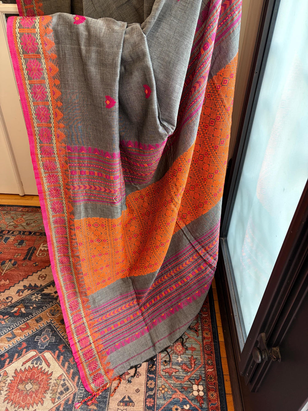 Grey Cotton Handloom Saree