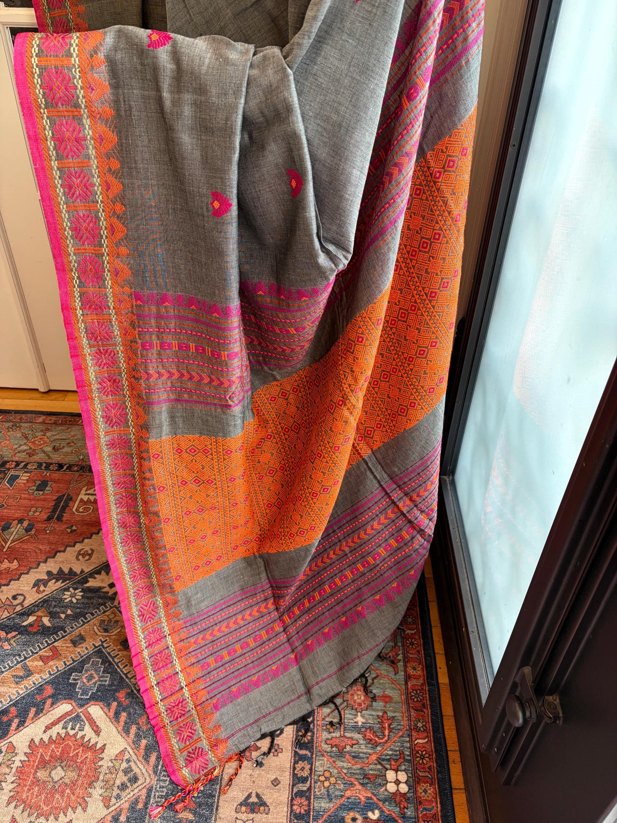 Grey Cotton Handloom Saree