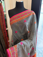 Grey Cotton Handloom Saree