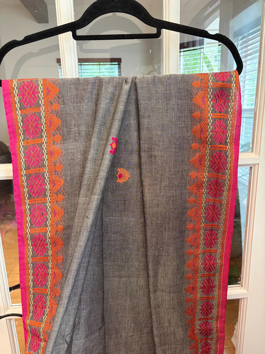 Grey Cotton Handloom Saree