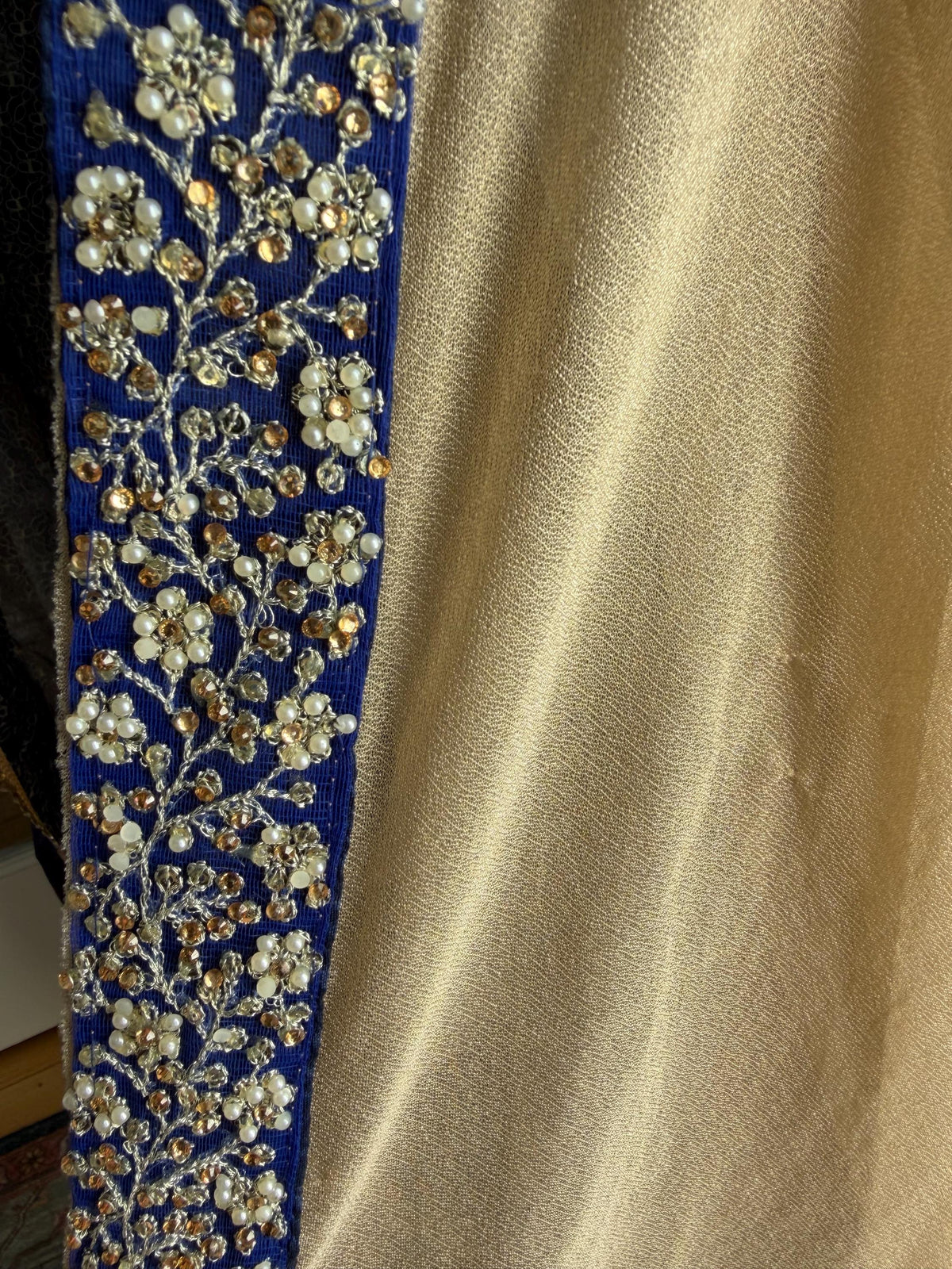 Grayish Blue and Cream Designer Saree
