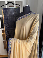 Grayish Blue and Cream Designer Saree