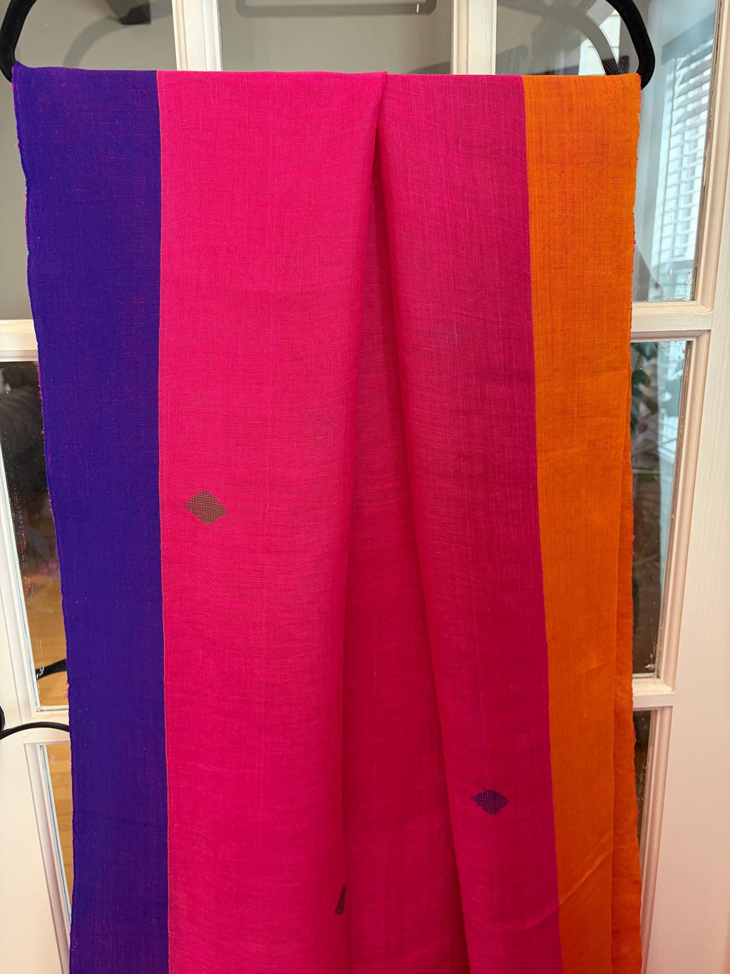Rani Pink Jamdani Linen Saree