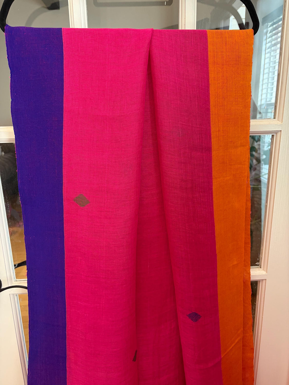 Rani Pink Jamdani Linen Saree