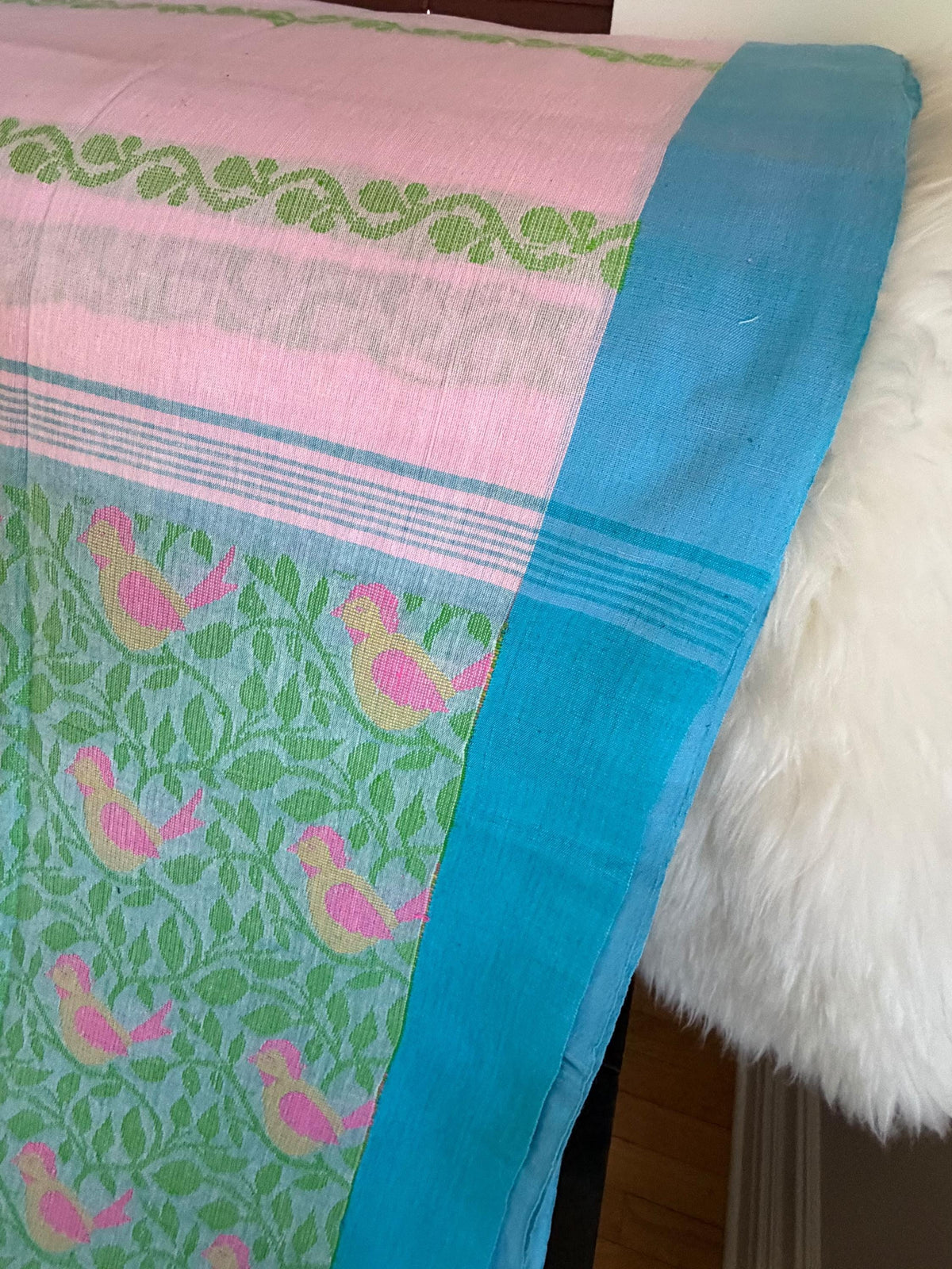 Baby Pink Cotton Handloom Saree