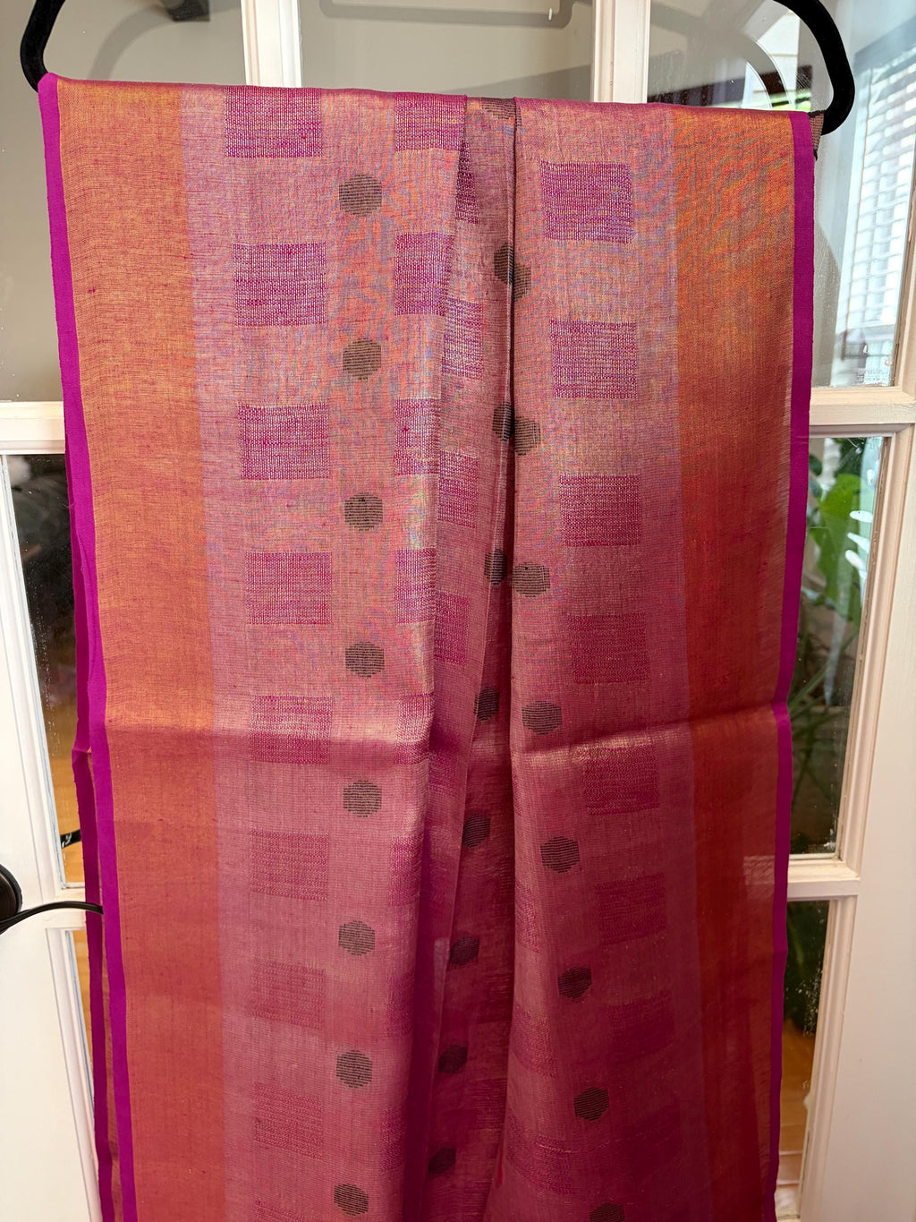 Dusty Pink Handwoven Linen Silk Saree