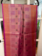 Dusty Pink Handwoven Linen Silk Saree