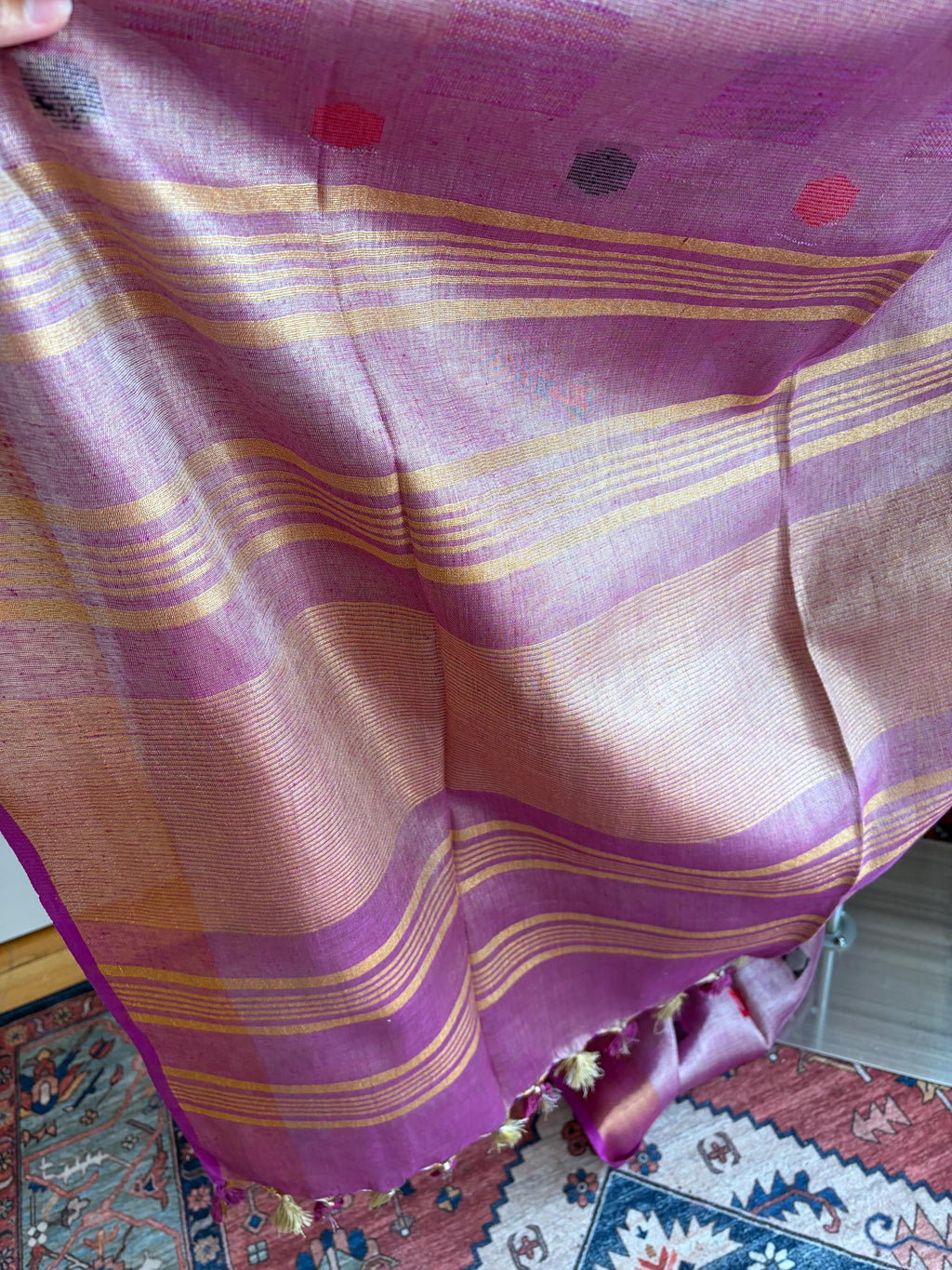 Dusty Pink Handwoven Linen Silk Saree