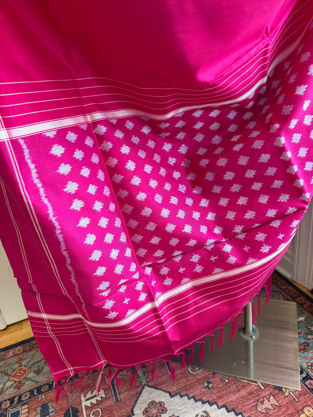 Sari de seda Ikat Pochampally azul índigo