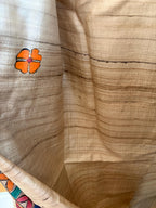 Beige Tussar Silk Saree with Madhubani Fish Pallu