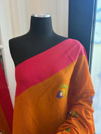 Mustard Yellow Cotton Handloom Saree