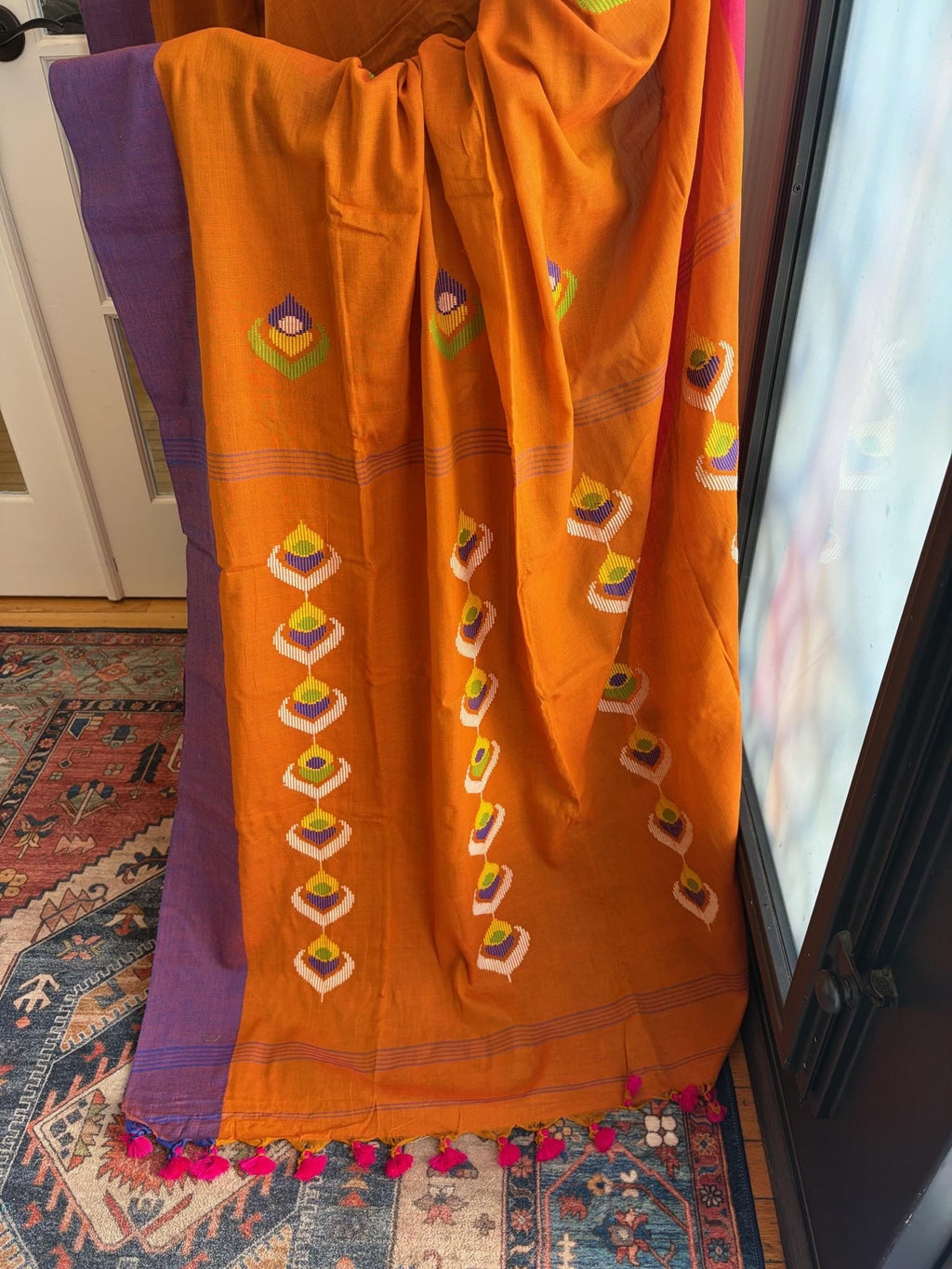 Mustard Yellow Cotton Handloom Saree