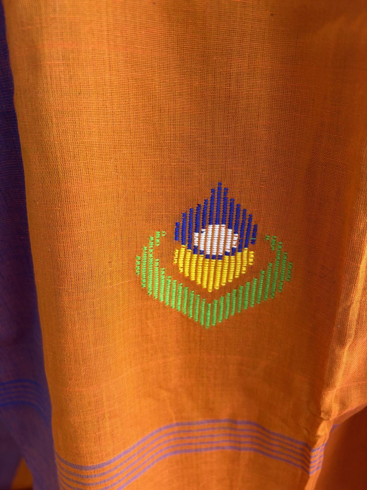 Mustard Yellow Cotton Handloom Saree