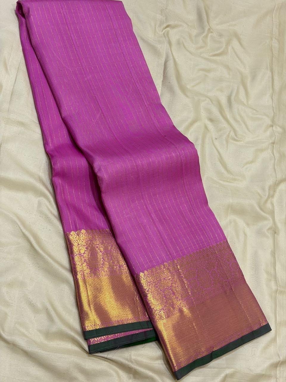Lavender Bridal Kanchipuram Silk Saree