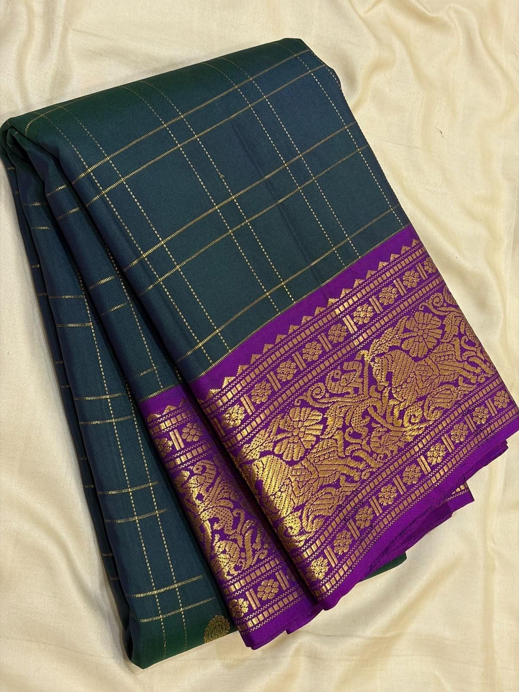Lavender Bridal Kanchipuram Silk Saree