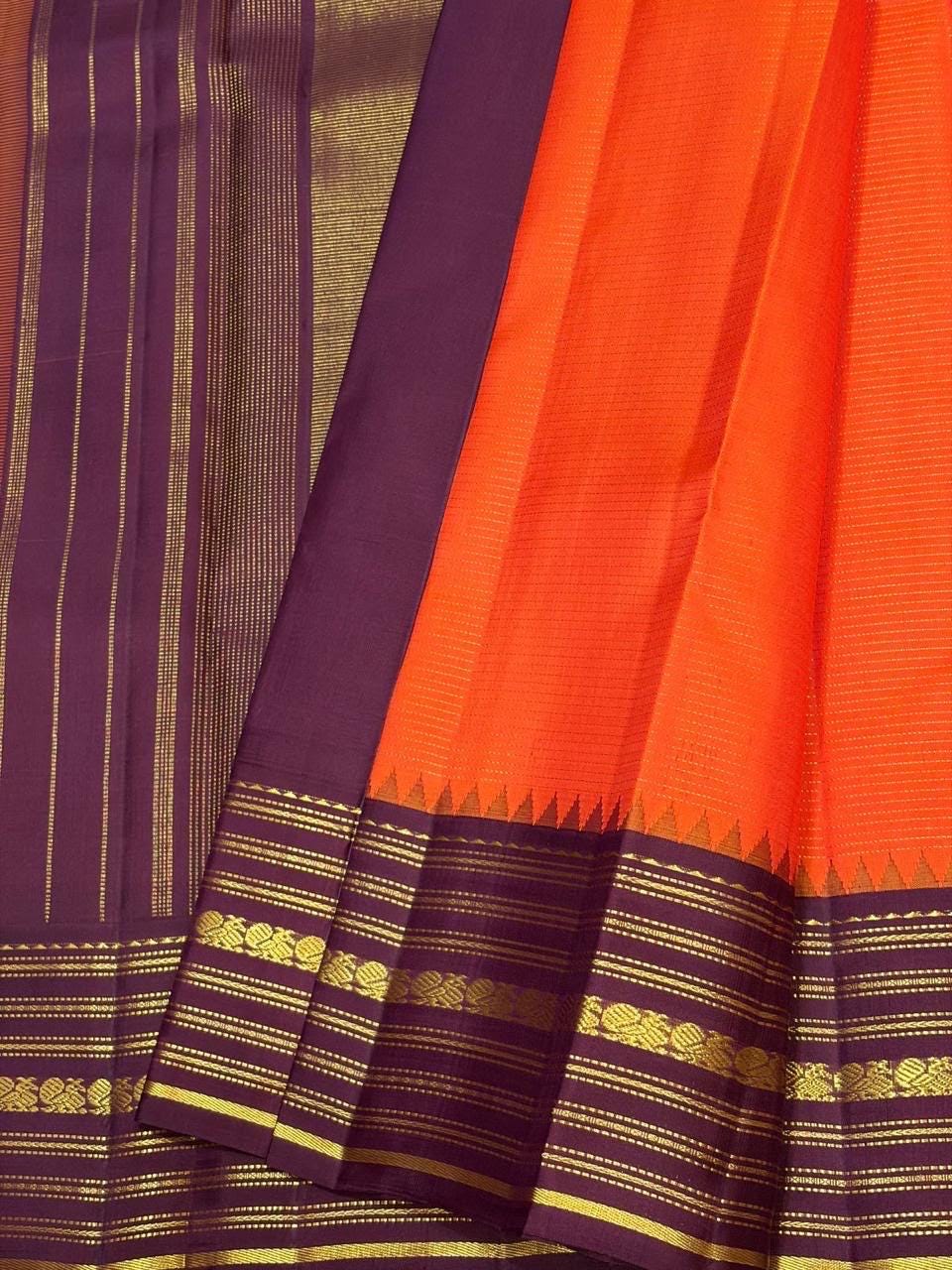 Bridal Orange Kanchipuram Silk Wedding Saree