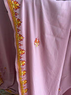 Lavender Kashmiri Sozni Embroidery Crepe Silk Saree