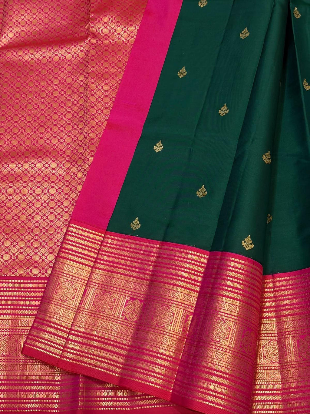 Bottle Green Bridal Kanchipuram Silk Saree