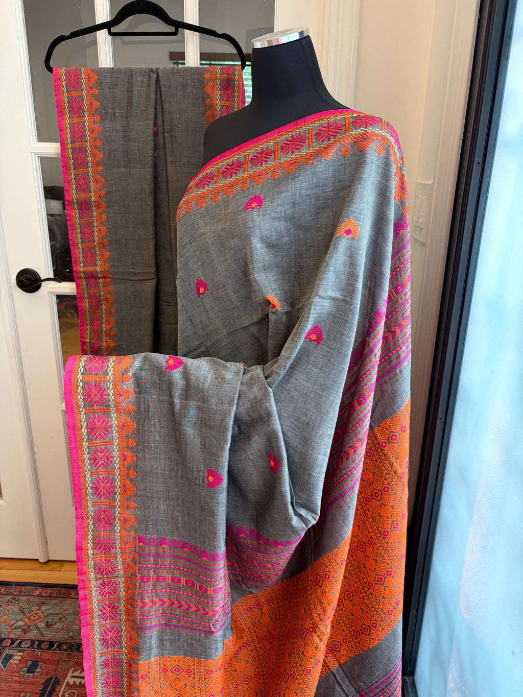 Grey Cotton Handloom Saree