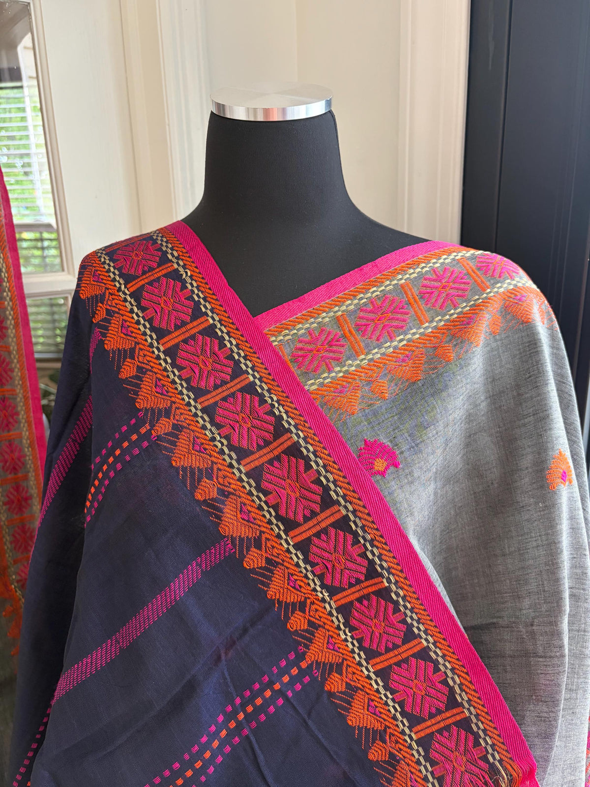 Grey Cotton Handloom Saree