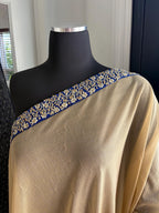 Grayish Blue and Cream Designer Saree